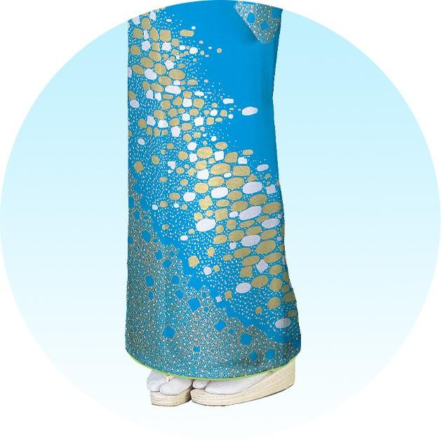 踊り 着物 きもの 優美胴抜き仕立上り洗える着物 訪問着 衣装 水色