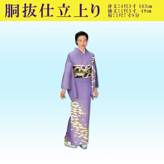 踊り 着物 きもの 優美胴抜き仕立上り洗える着物 訪問着 衣装 薄紫