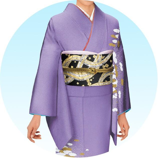 踊り 着物 きもの 優美胴抜き仕立上り洗える着物 訪問着 衣装 薄紫 