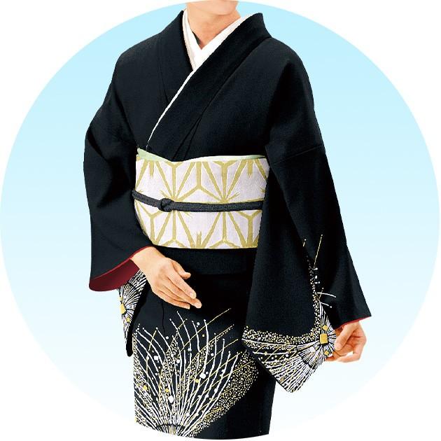 踊り 着物 きもの 優美胴抜き仕立上り洗える着物 訪問着 衣装 黒