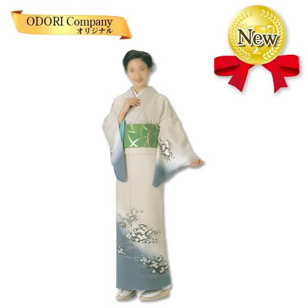 踊り 着物 舞踊 絵羽 反物 花柄　白地ぼかし 当店限定商品