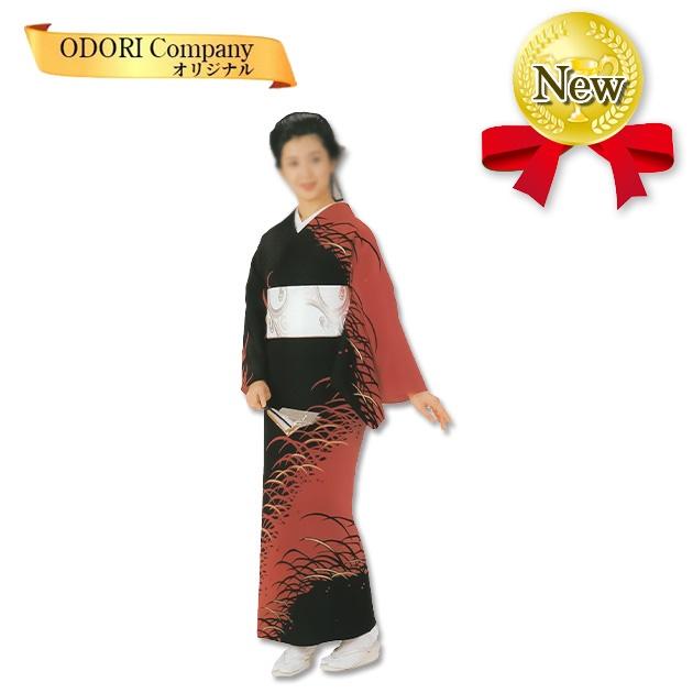 踊り 着物 舞踊 絵羽 反物 黒 赤 つゆ草 当店限定商品