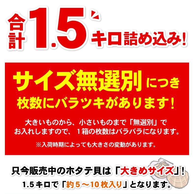 殻付き 北海道産 ホタテ 合計1.5キロ ほたて 冷凍 業務用パック 送料無料（沖縄宛は別途送料を加算） |  | 03