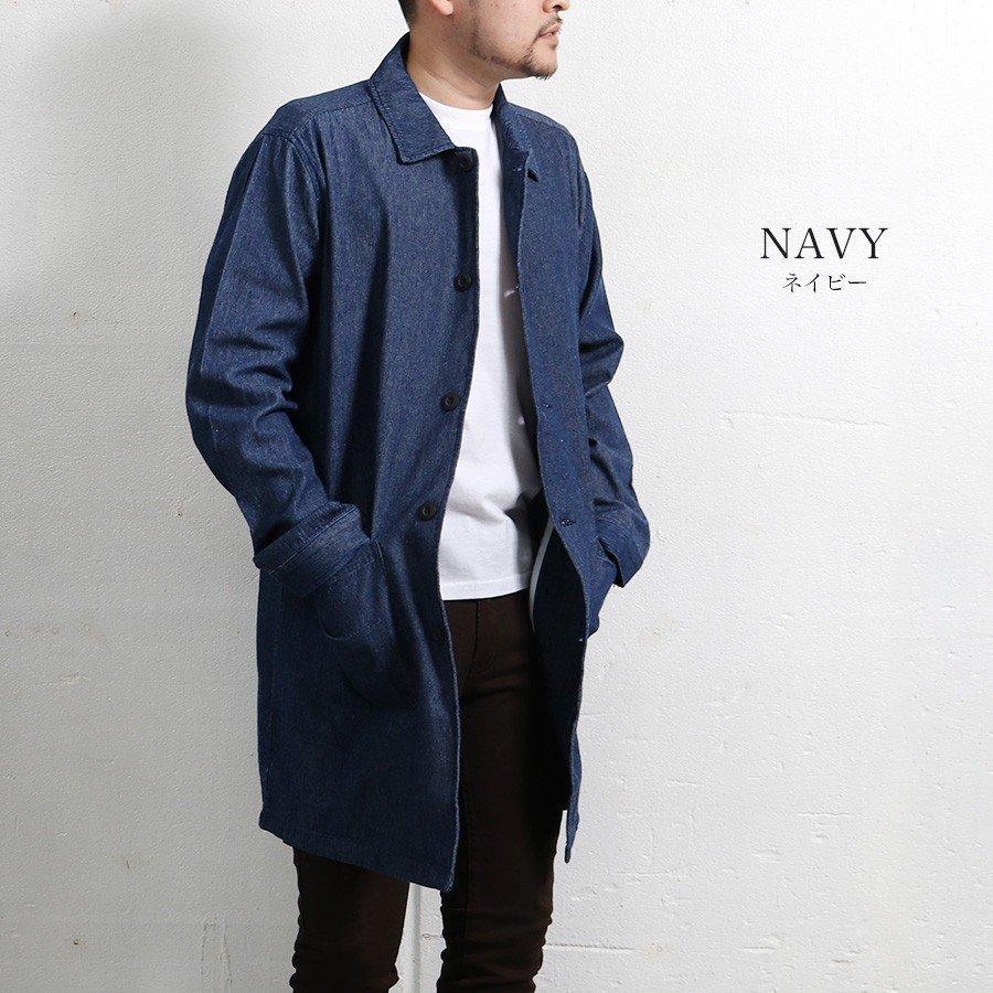 コート メンズ デニム ショップコート スプリングコート アウター 春 ステンカラー 宅配便