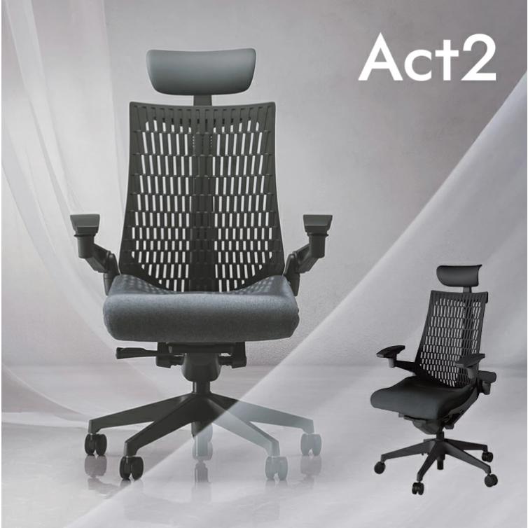 ITOKI　アクト2　Act2　可動肘　ランバーサポートあり　クロスヘッド　テクスチャードファブリック　アルミミラー脚　メッシュバック　ナイロンキャスター | アクト（イトーキ）