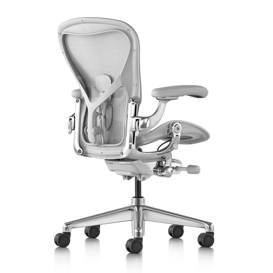 HermanMiller アーロンチェア リマスタード A B C ミネラルフレーム ポリッシュドアルミニウムベース ポスチャーフィットSLフル装備 アームパッド：ビニール_4