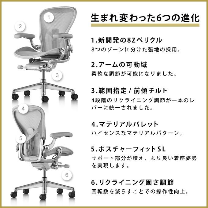 アーロンチェア リマスタード  HermanMiller A/B/C サイズ グラファイトフレーム グラファイトベース ポスチャーフィットSLフル装備 標準キャスターの画像