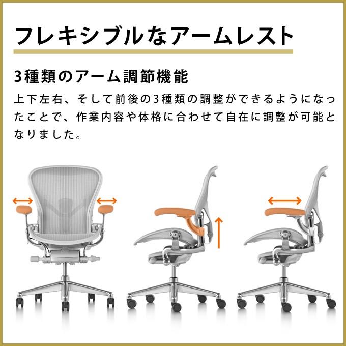 HermanMiller アーロンチェア リマスタード　A/B/C サイズ レザーアームパッド ポリッシュドアルミニウムベース グラファイトフレーム DC1キャスター_7