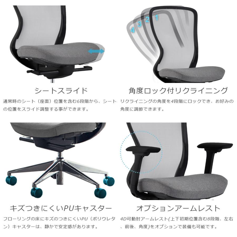 WINcase ウィンケース　A03-E（エーゼロスリーE）ヘッドレスト付／4D可動アーム付／背：メッシュ／座：ファブリック／ベース：ポリッシュ（お客様組み立て）の画像