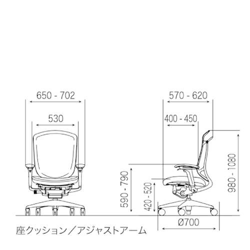 オカムラ コンテッサ セコンダ / ハイバック / ポリッシュフレーム / 可動肘 / 座クッション / ブラック or ホワイトボディ / HD無  / ランバー有 | コンテッサ | 02