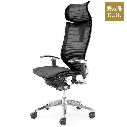 オカムラ バロン グラデーションメッシュ 座メッシュ 可動ヘッド エクストラハイ ポリッシュフレーム ブラックorホワイトボディ 可動アーム ソフトキャスターの画像