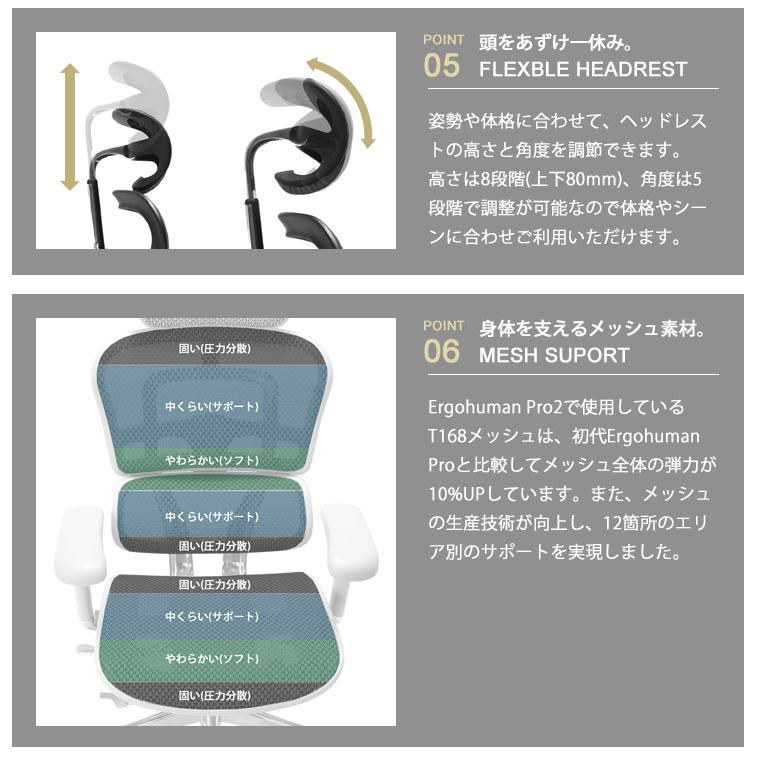 エルゴヒューマン プロ2 ヘッドレスト付 メーカー組立済完成品・梱包材回収 梱包材を無料で処分 家財便配送 アルミベースヘッドレスト 高機能メッシュチェア｜of9｜23