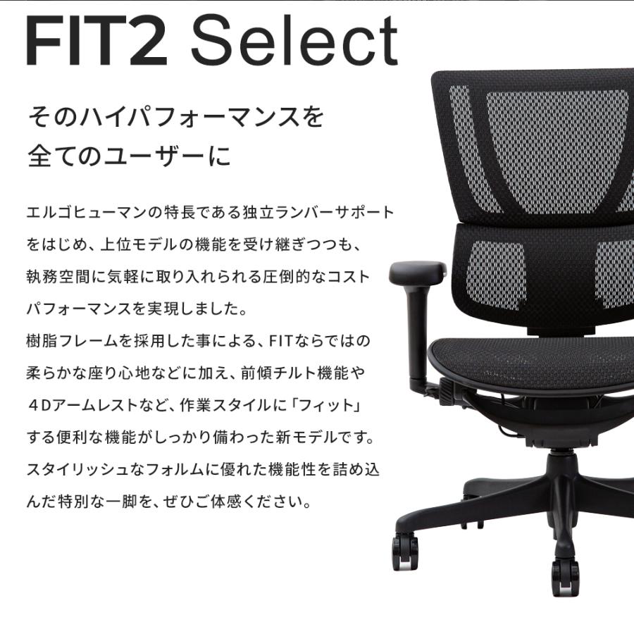 25/5発売新モデル 【お客様組立品・在庫品即納】エルゴヒューマン フィット セレクト （Ergohuman Fit2 Select）アームレスト有 オフィスチェア | エルゴヒューマン | 03