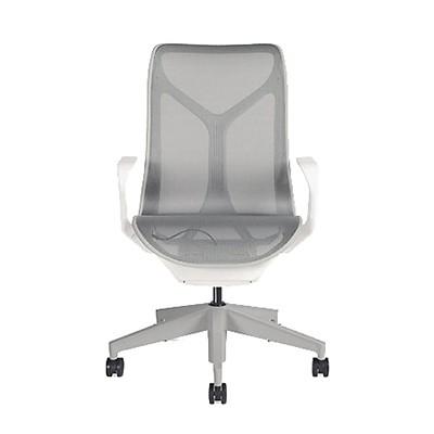 Herman Miller コズムチェア（Cosm）ミドルバック／フレーム：スタジオホワイト／固定アーム／張地（インターセプトサスペンション）カラー：ミネラル／ベース