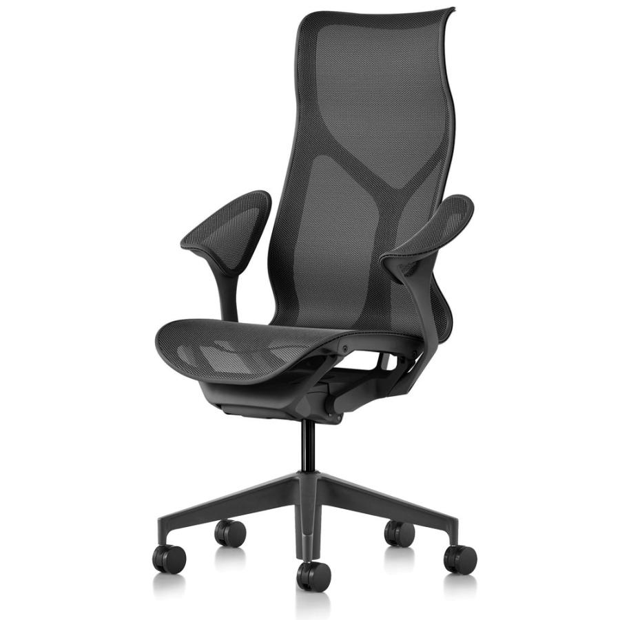 Herman Miller コズムチェア（Cosm）ハイバック／フレーム＆ベース＆アーム：グラファイト／リーフアーム／張地インターセプトサスペンション：グラファイト