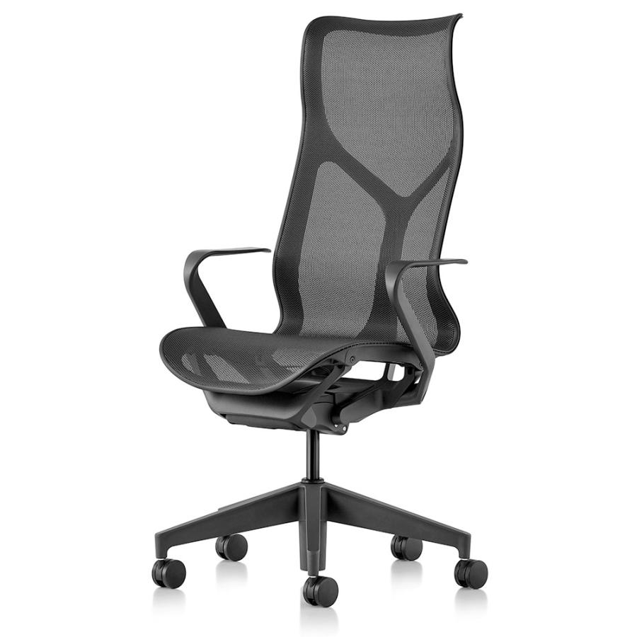 Herman Miller  コズムチェア（Cosm）ハイバック／フレーム＆ベース＆アーム：グラファイト／固定アーム／張地（インターセプトサスペンション）グラファイト