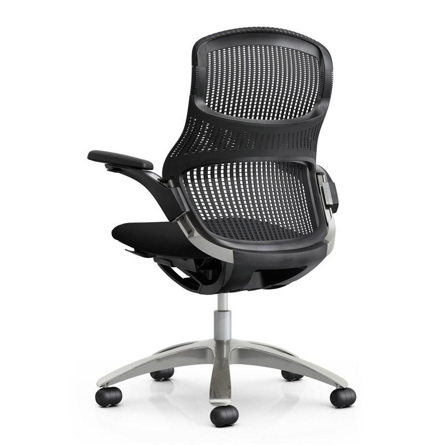 Knoll Genearation（ジェネレーション）／ハイパフォーマンスアームタイプ／ベース：アルミミラー脚／フレームカラー：ダーク(D)／背・座カラー：オニキス | Knoll（インテリア） | 01