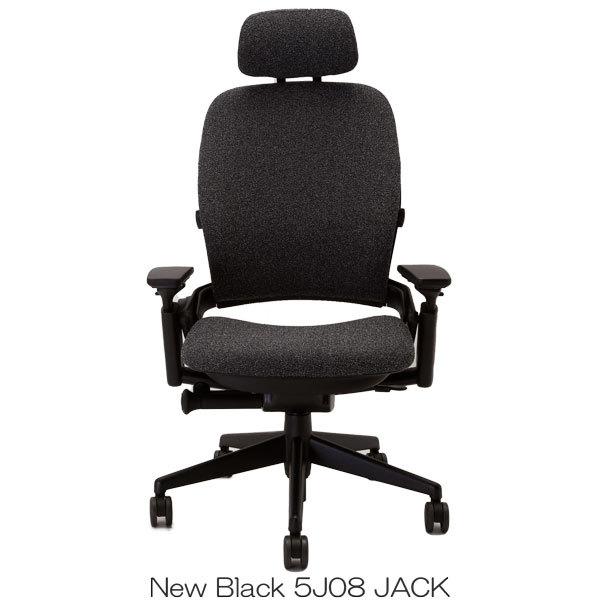 Steelcase  Leap リープチェア／ヘッドレスト付／ブラックフレーム／背・座クロスカラー：(NewBlack) ／ランバーサポート調節機能付／ソフトキャスター