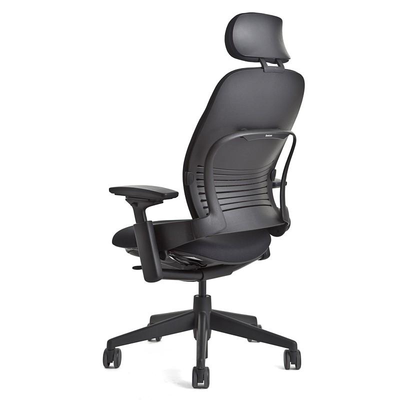 Steelcase  Leap リープチェア／ヘッドレスト付／ブラックフレーム／背・座クロスカラー：ブラック(Buzz2)／ランバーサポート調節機能付／USモデル｜of9｜03