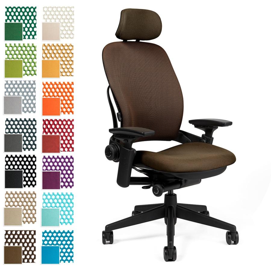 Steelcase  Leap リープチェア(V2)/ヘッドレスト付/背:3Dニット / 座:クロスタイプ(Connect) / ブラックフレーム / ランバーサポート付 / ソフトキャスター｜of9