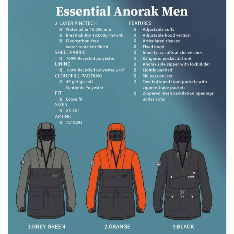 ● CLWR Essential Anorak JKT ORANGE Lサイズ メンズ スノーボード スキー ジャケット JACKET 23-24 日本正規品｜off-1｜07