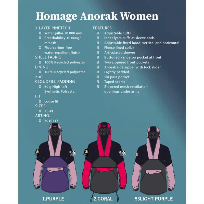 CLWR ○ Homage Anorak JKT PURPLE Mサイズ レディース CLWR ○ Homage Anorak JKT PURPLE Mサイズ レディース