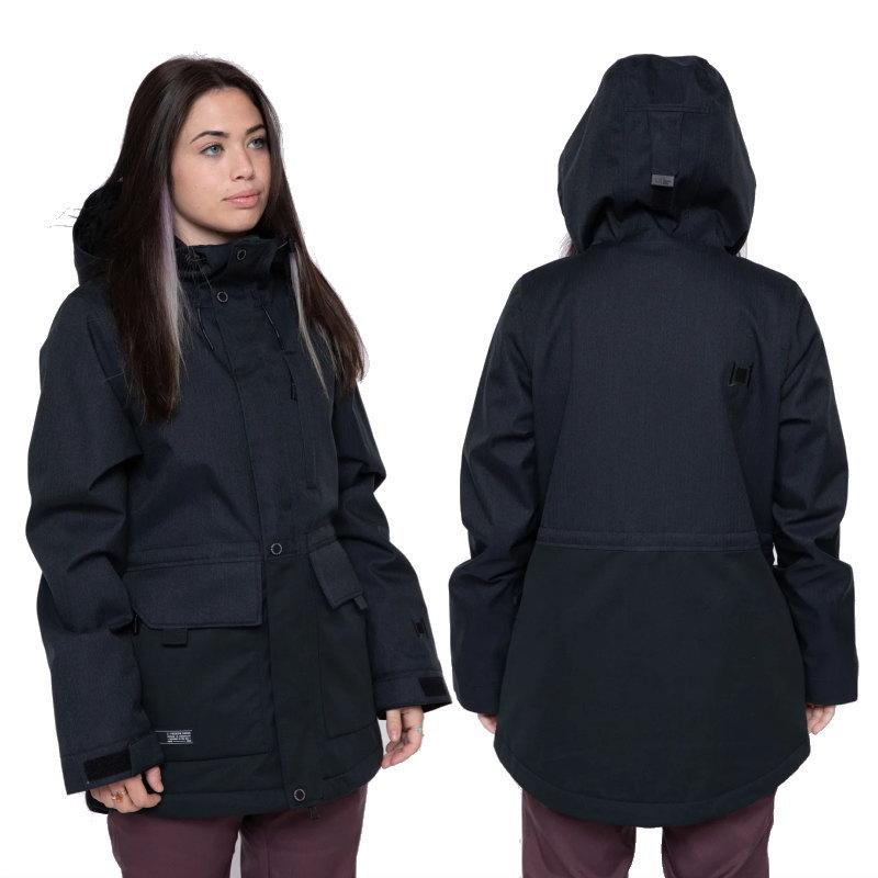 黒 ナイロン スキーウェア 女性用 WOMENS】Elegant Snow Jacket エレガントシャイニングスノー