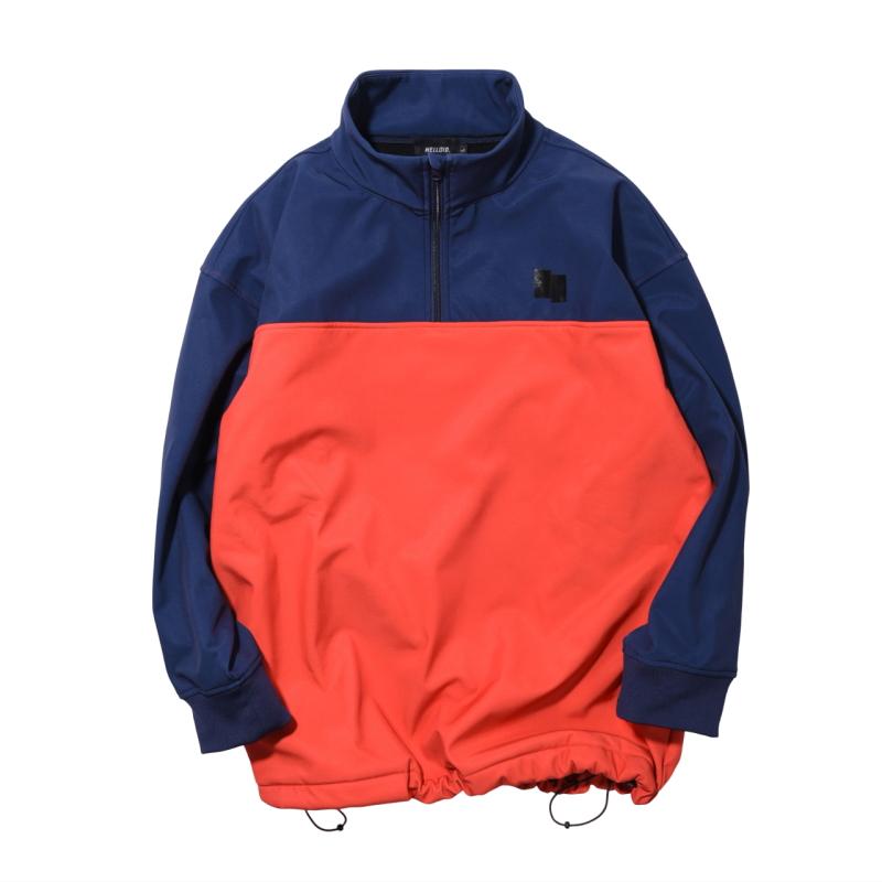 ◎ HELLOID SOFTSHELL HALF ZIP PULLOVER NAVY ORANGE ヘルロイド