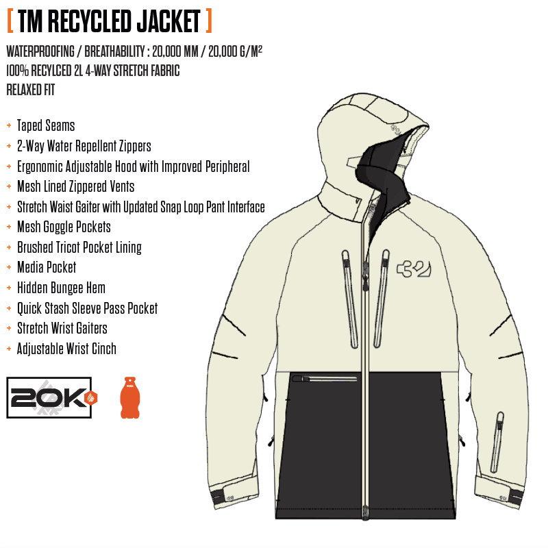 25-26 THIRTYTWO TM RECYCLED JACKET カラー:OFF WHITE サーティツー ジャケット JKT メンズ スノーボード スノボウェア ★ 型落ち 旧モデル 日本正規品 | thirtytwo | 07