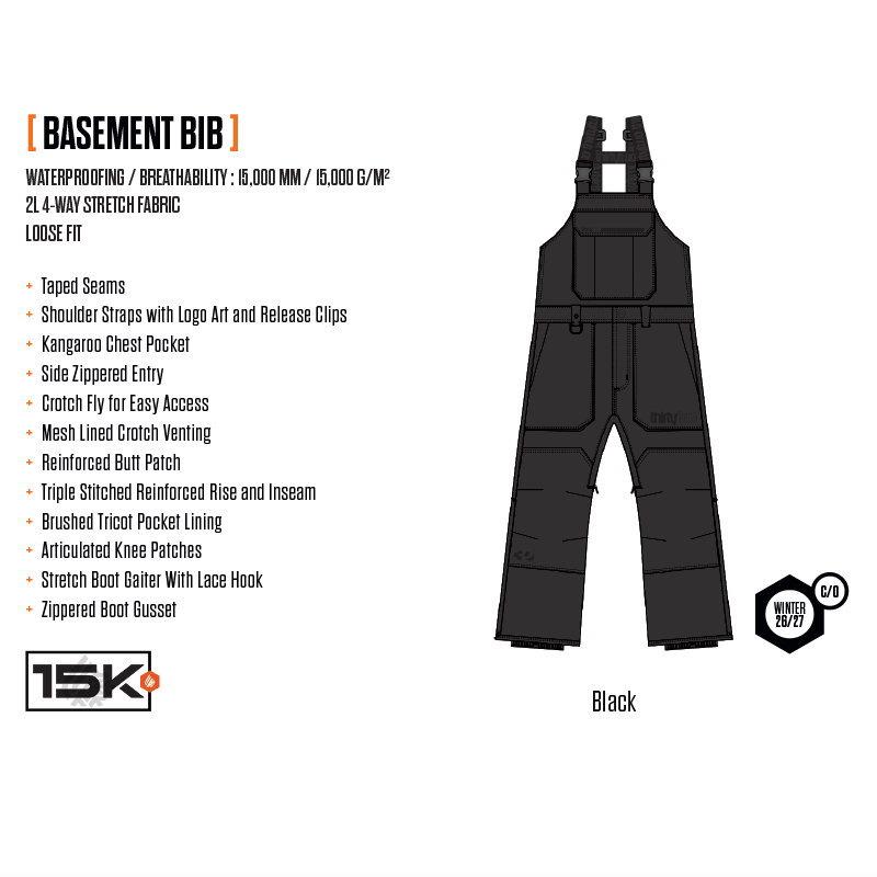 25-26 THIRTYTWO BASEMENT BIB PANT カラー:BLACK サーティツー ビブパンツ PNT メンズ スノーボード スキー スノボウェア ★ 日本正規品 | thirtytwo | 03