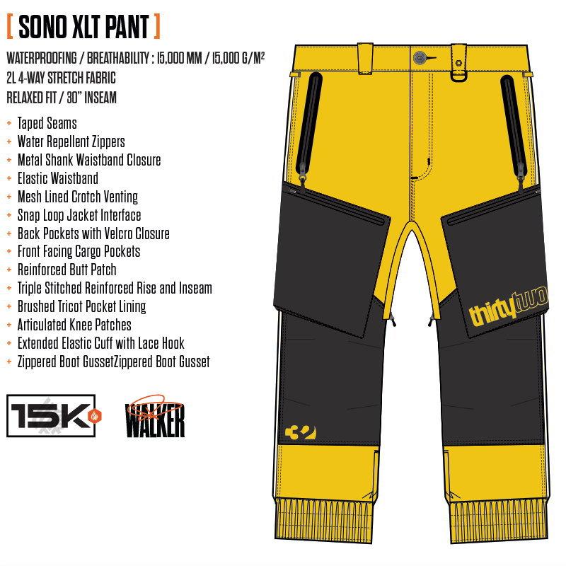 25-26 THIRTYTWO SONO XLT PANT カラー:BLACK YELLOW サーティツー パンツ PNT メンズ スノーボード スキー スノボウェア ★ | thirtytwo | 07