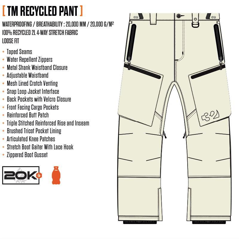 25-26 Mサイズ THIRTYTWO TM RECYCLED PANT カラー:OFF WHITE サーティツー パンツ PNT メンズ スノーボード スキー スノボウェア ★ 型落ち 旧モデル | thirtytwo | 08