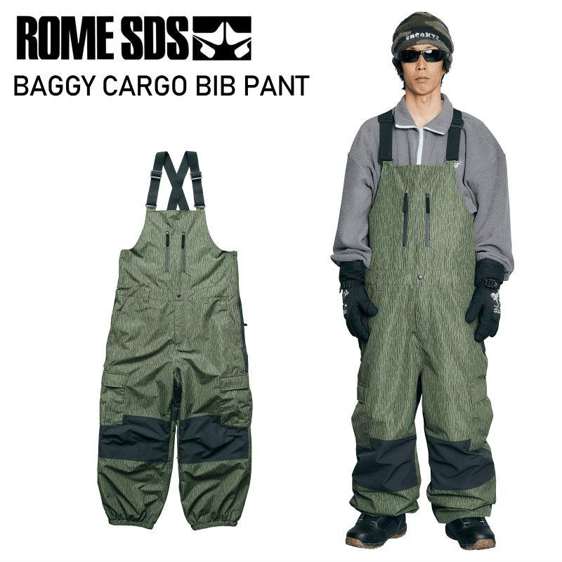 ★ 25-26 ROME SDS BAGGY CARGO BIB PANT RAIN CAMO ローム スノボウェア スノーボード ビブパンツ ユニセックス メンズ レディース pnt 2025-2026 型落ち | ROME SDS