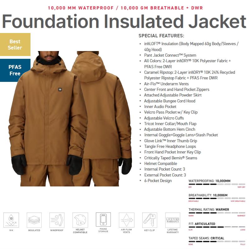 ★ 25-26 686 MENS FOUNDATION INSULATED JACKET シックスエイトシックス スノボウェア メンズ スノーボード ジャケット ロクハチロク オーバーサイズ JKT | 686 | 18