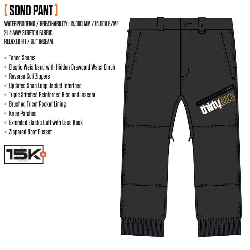 スノーボード　ウェア　パンツ　スキー　防水　25-26モデル　定価28800 thirtytwo（サーティーツー） 25-26 THIRTYTWO SONO PANT カラー:BLACK