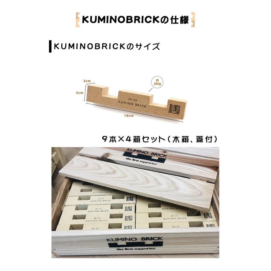 KUMINO BRICK（クミノブリック）36本セット（9本入り×4箱） 耐火レンガ