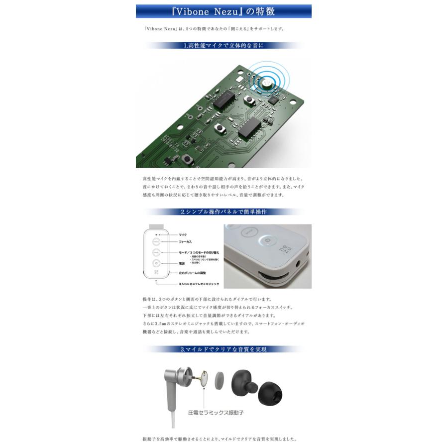 骨伝導集音器 Vibone Nezu 骨伝導方式 スマホ接続可能 集音器 集音機能