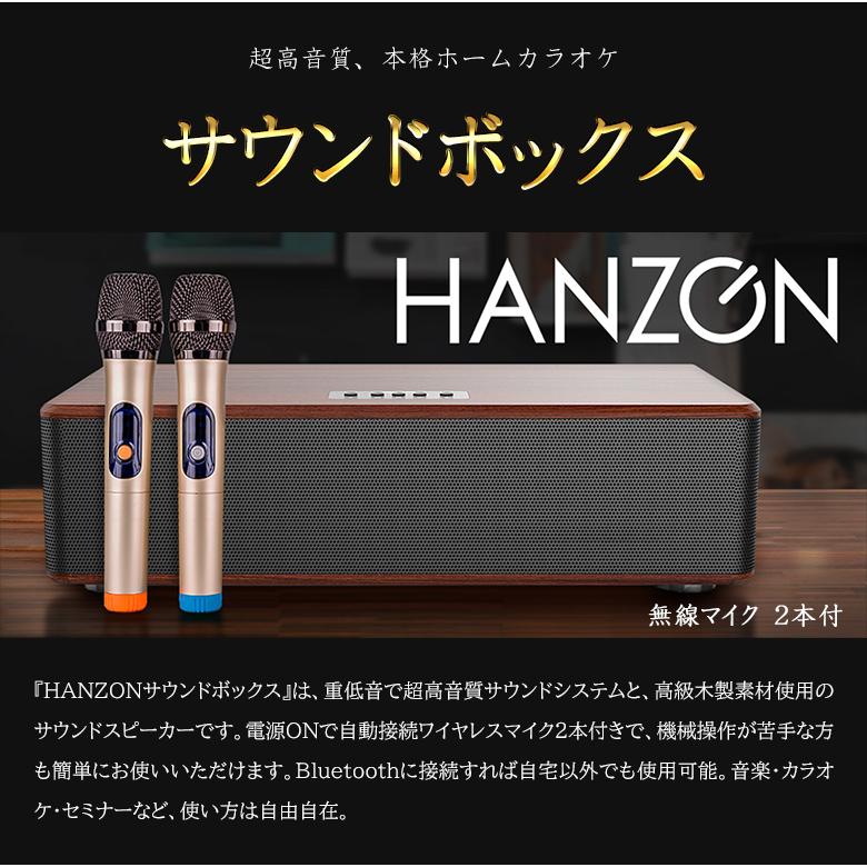 HANZONサウンドボックス カラオケセット 家庭用 マイク ワイヤレスカラオケマイクセット ハンゾン カラオケマイク ワイヤレスマイク  Bluetooth 練習