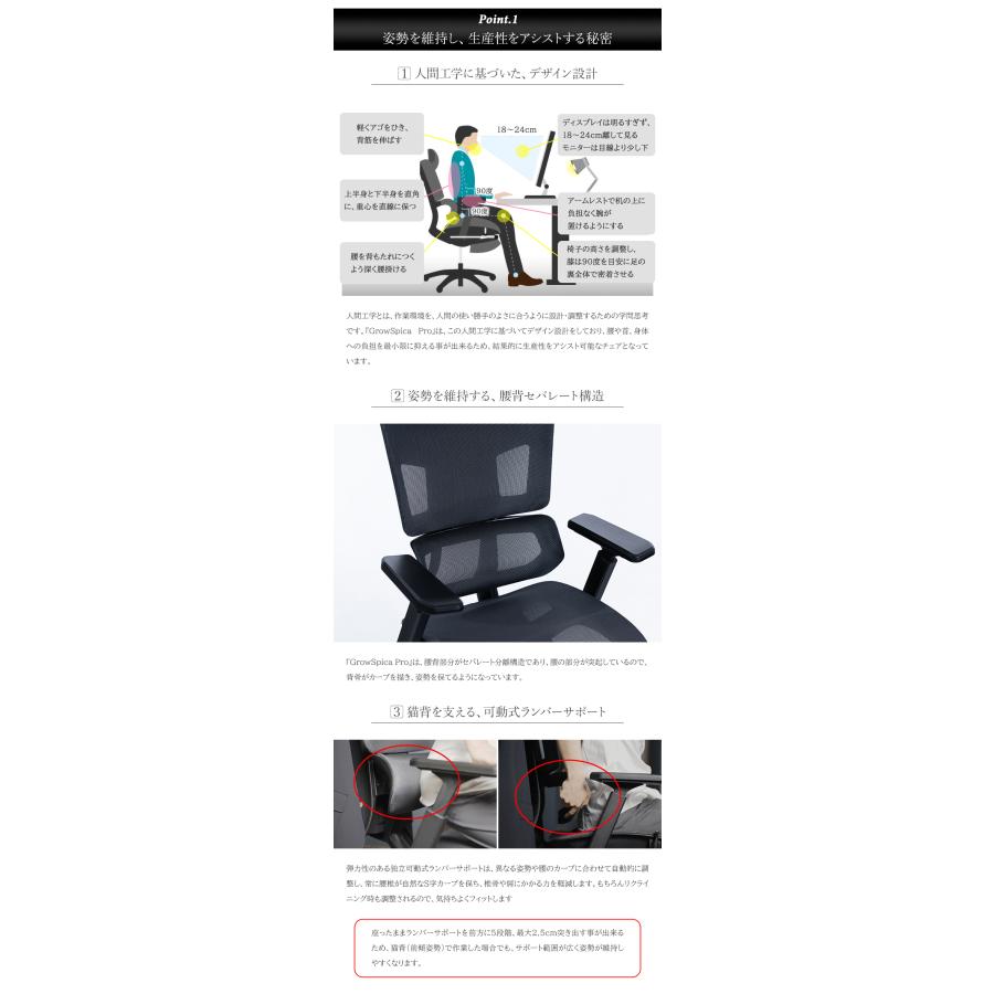 GrowSpica Pro グロウスピカ プロ 新色ホワイト追加 ワークチェア
