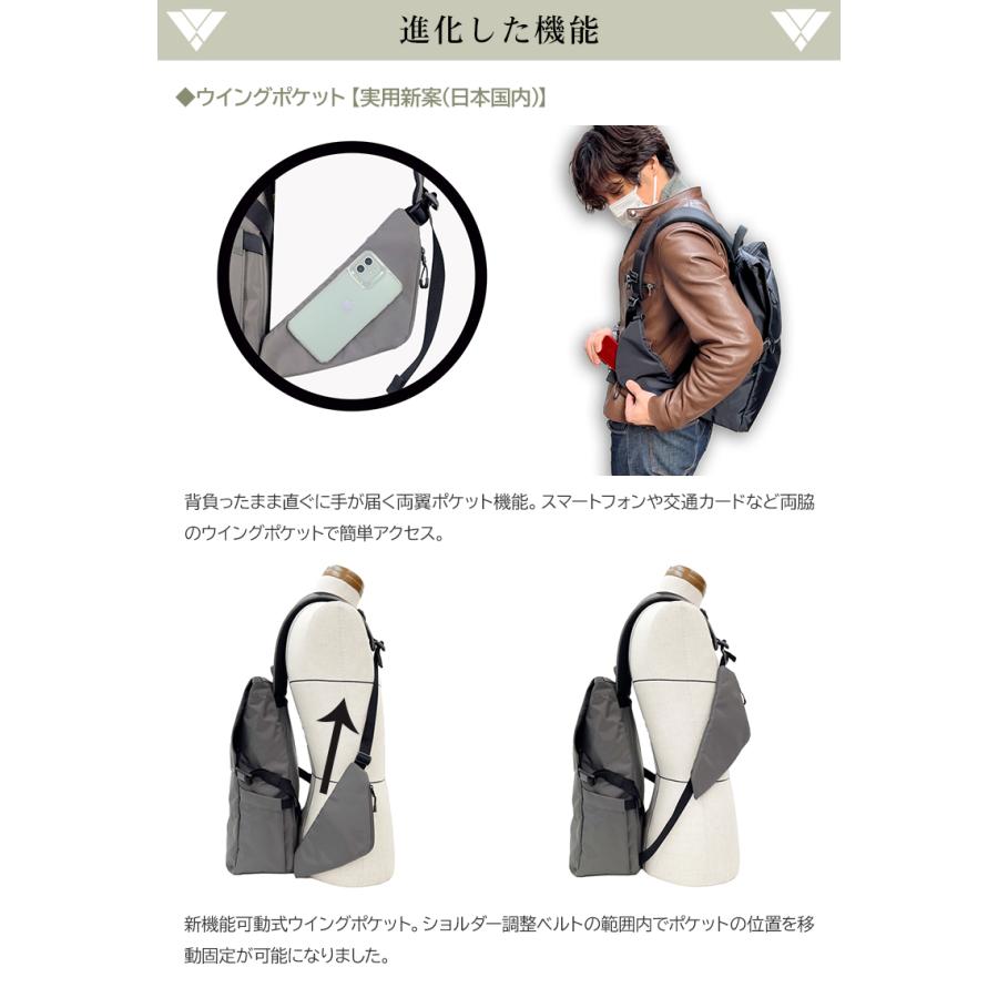 両翼の目玉リュック 選べる特典付き！ 新発想 両翼ポケットリュック WING SACK2 手が届く