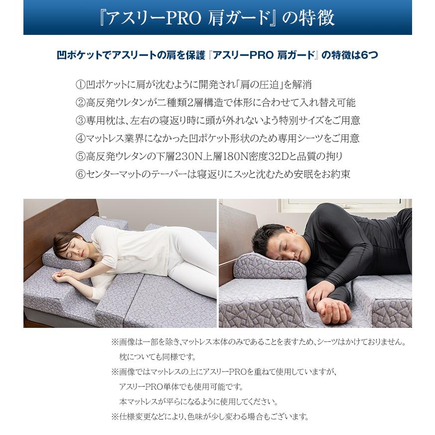 アスリーPRO 肩ガード マットレス シングル専用枕・シーツセット アスリープロ ケンガード 睡眠 肩 圧迫感 解消 痛み こり 体圧 分散 横向き_3
