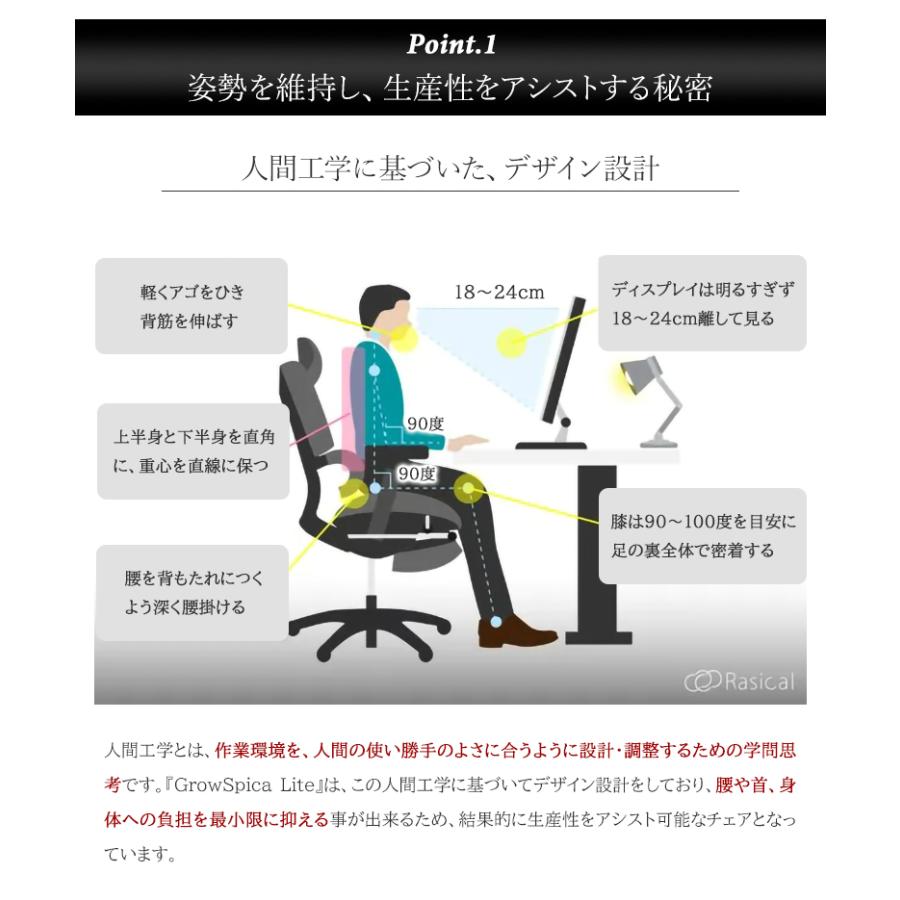 GrowSpica Lite グロウスピカ ライト ワークチェア オフィスチェア 
