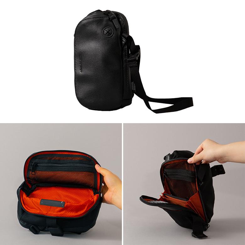 ブラックレザーショルダーバッグ　レザー　 BROSKI AND SUPPLY ブラックレザーショルダーバッグ レザー BROSKI AND SUPPLY