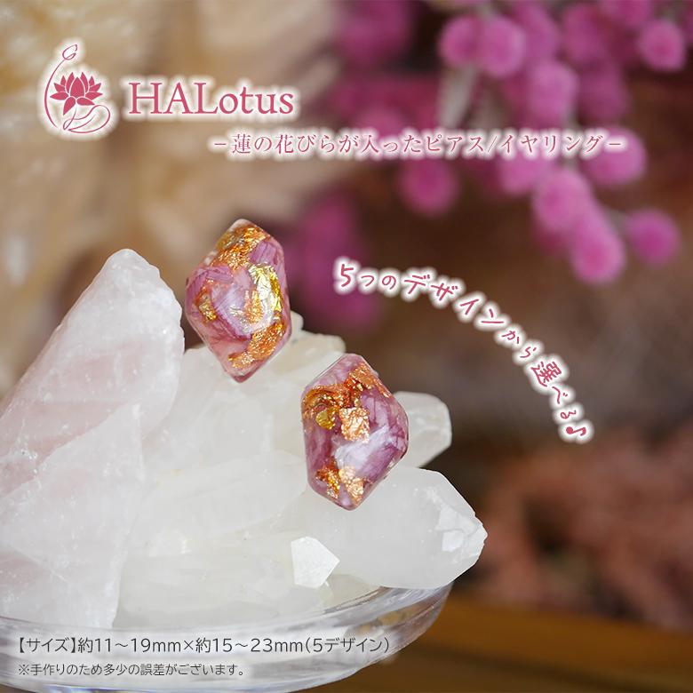 本物の蓮の花 蓮の花びら入りイヤリング・ピアス 天然石風 大人可愛い 