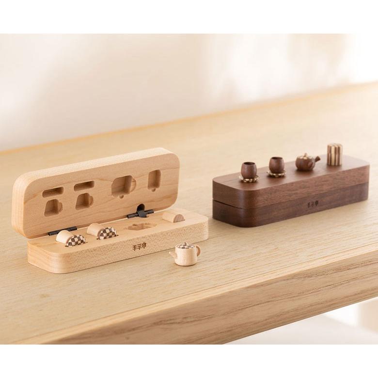 豆洋茶器 豆和茶器 台箱 木箱 手神 極小ティーセット 茶器 コップ ティーポット 小さい 極小 ミニチュア かわいい おしゃれ 寄木 木製 寄木細工 インテリア 雑貨_16