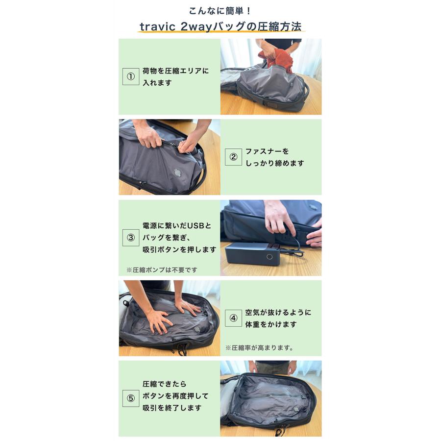 ポンプ不要 travic 圧縮可能 2wayバッグ キャリーにもなるリュック