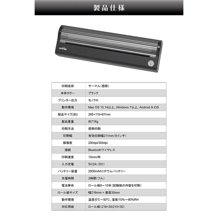 インクレスプリンター PeriPage P80 インク不要 ネット環境不要 電源