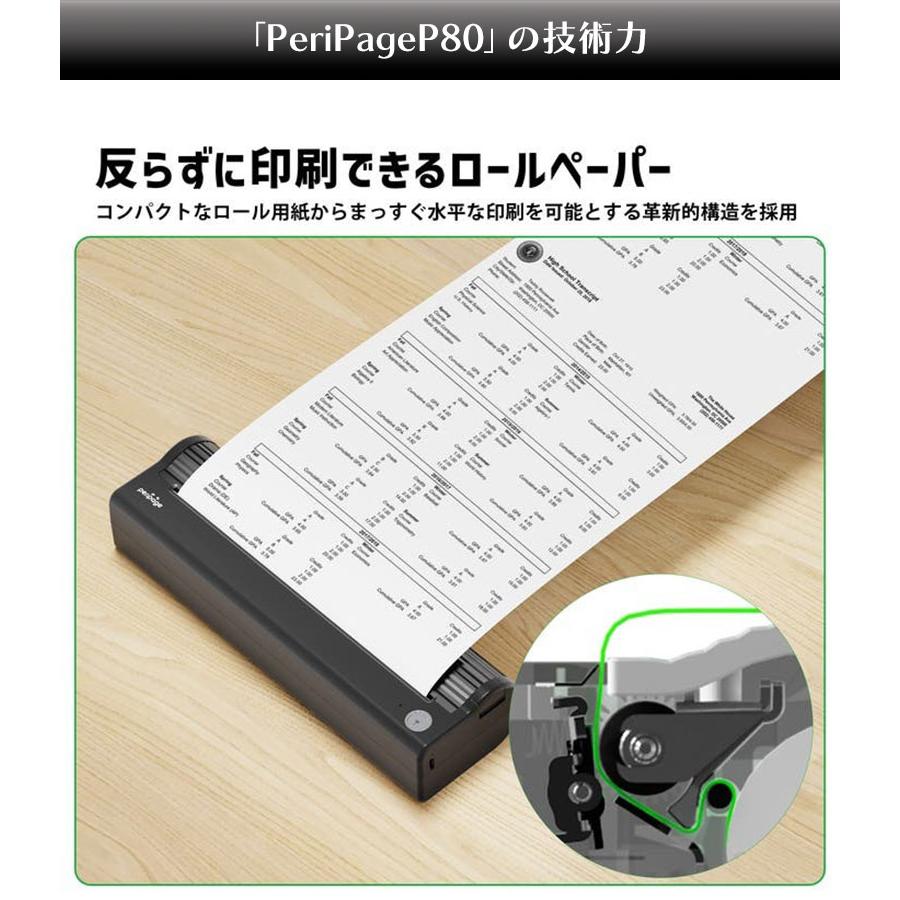インクレスプリンター PeriPage P80 インク不要 ネット環境不要 電源