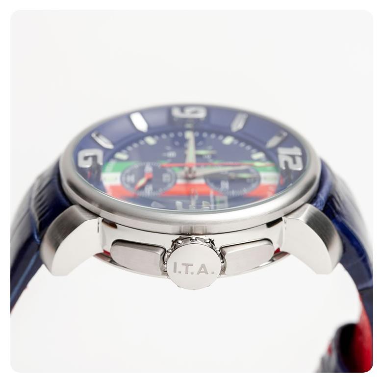 稼働 I.T.A メンズ クォーツ カサノバクロノ クロノグラフ デイト 白 Casanova chrono Tricolore イタリア ミラノ 時計 腕時計 高級 I.T.A
