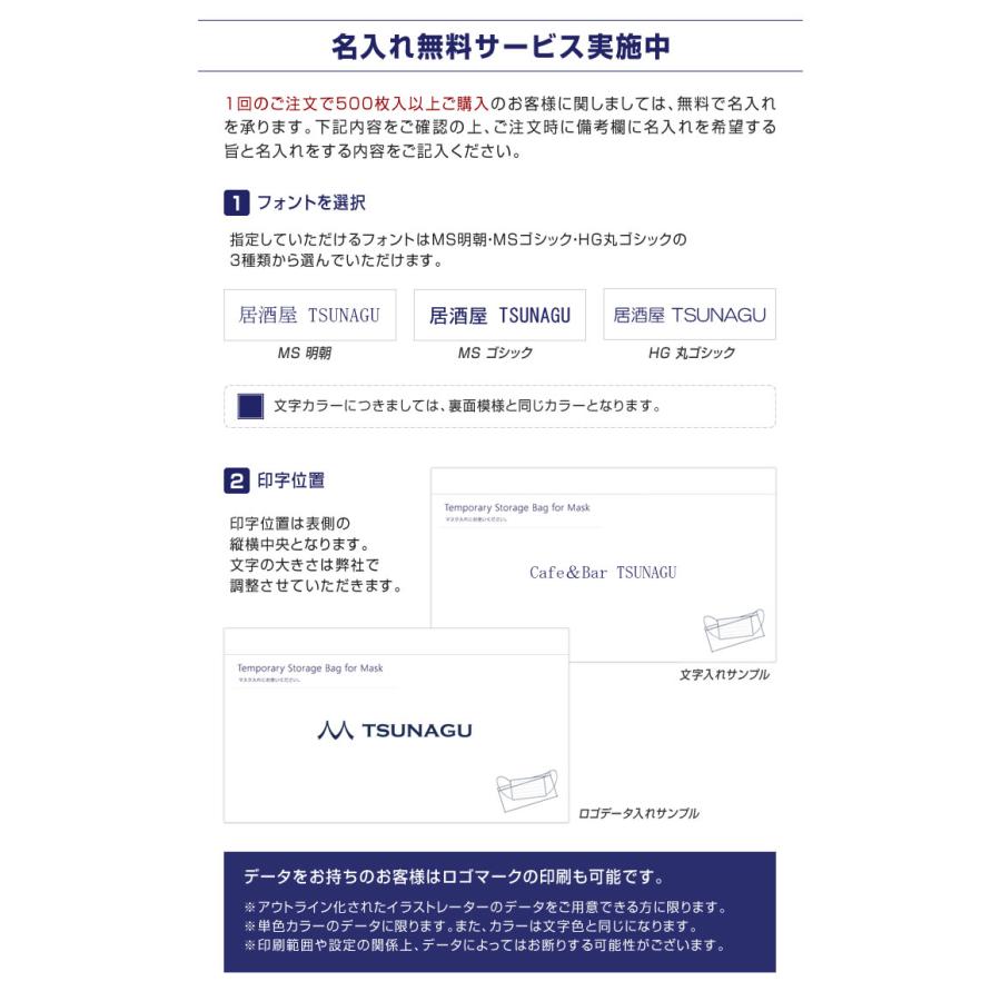使い捨て マスクケース おもてな紙 MASK CASE 5000枚セット 名入れ無料 送料無料  仮名 袋 一時保管 紙包み 業務用 携帯用 清潔 名入れ 飲食店の画像
